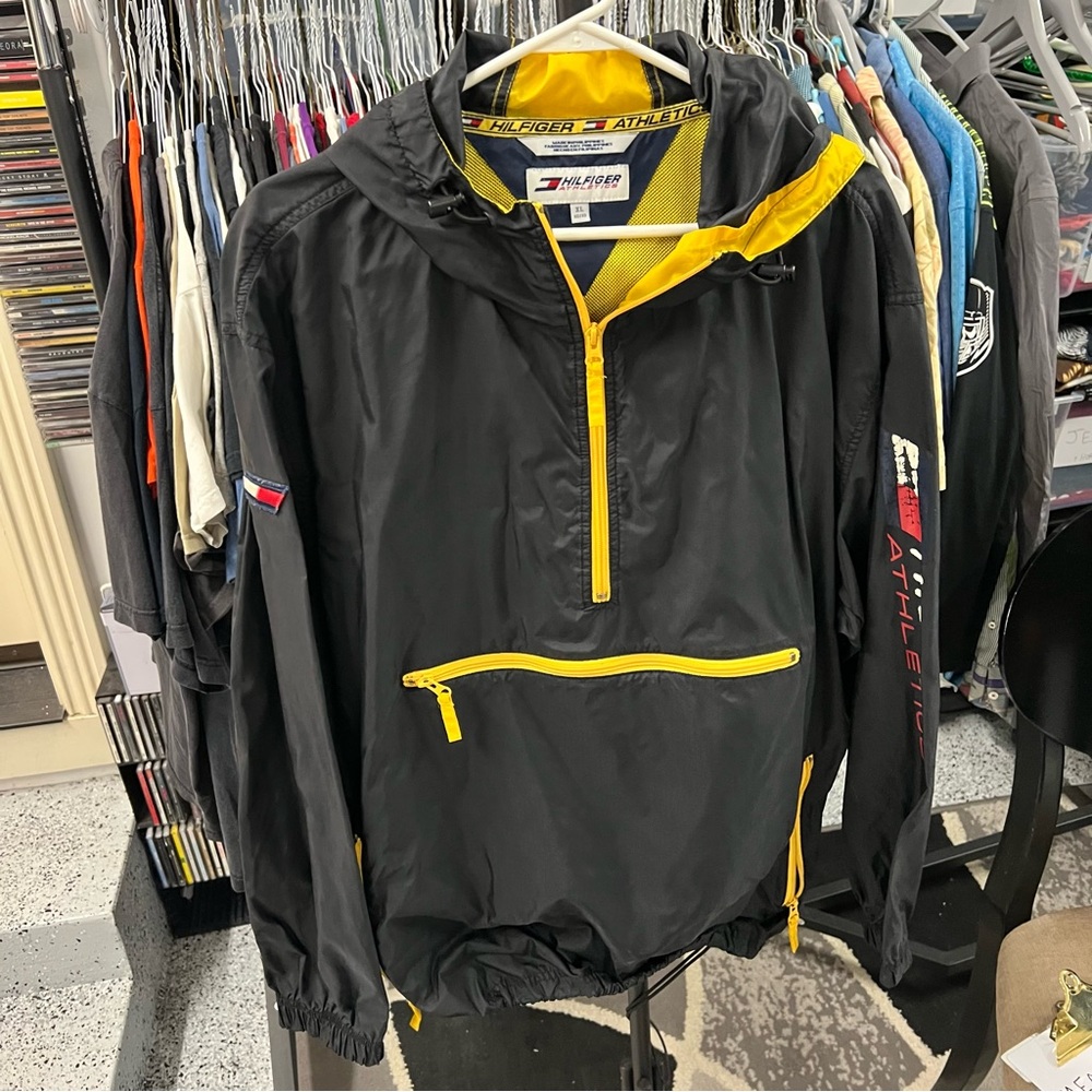 Vtg 90s Tommy Hilfiger Windbreaker Jacket Anorak XL Pullover Athletics Spell Out